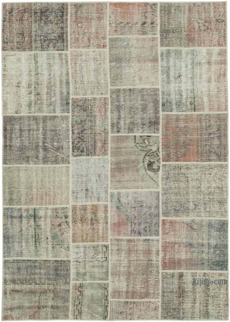 Patchwork Hand-Knotted Turkish Rug - 5' 7" x 7' 10" (67" x 94") - K0064115