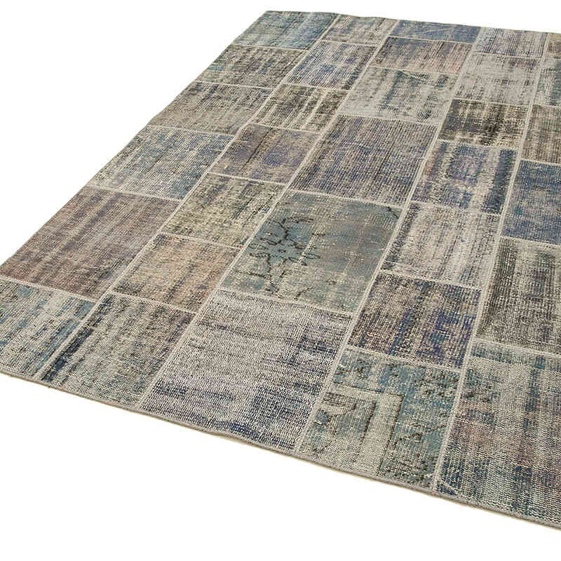 Patchwork Hand-Knotted Turkish Rug - 5' 8" x 7' 11" (68" x 95") - K0064119