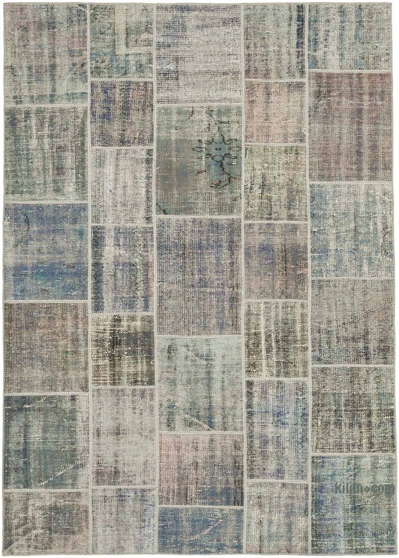 Patchwork Hand-Knotted Turkish Rug - 5' 8" x 7' 11" (68" x 95") - K0064119