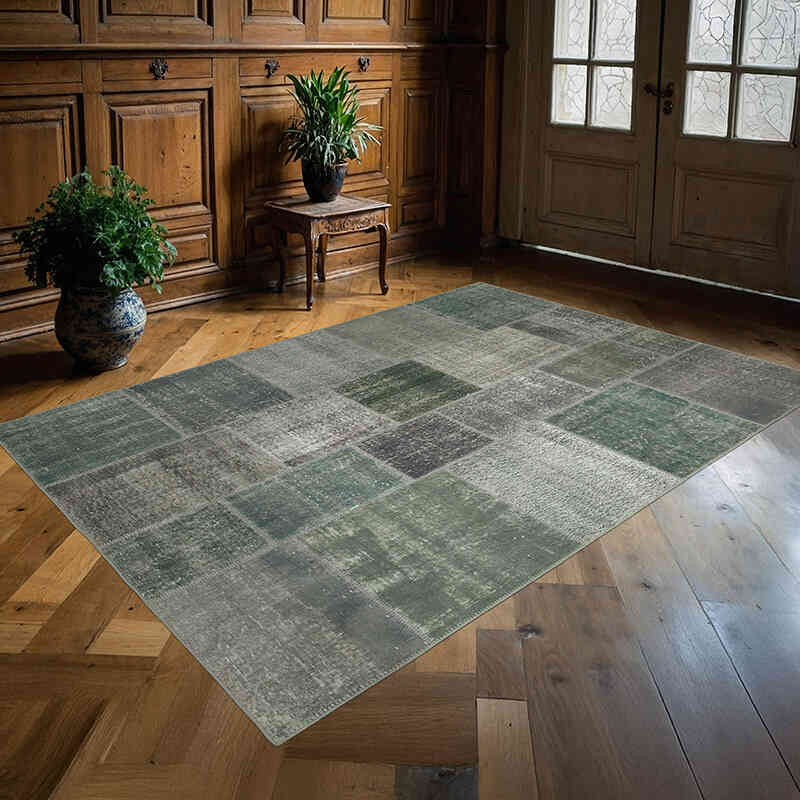 Patchwork Hand-Knotted Turkish Rug - 5' 7" x 8'  (67" x 96") - K0064129