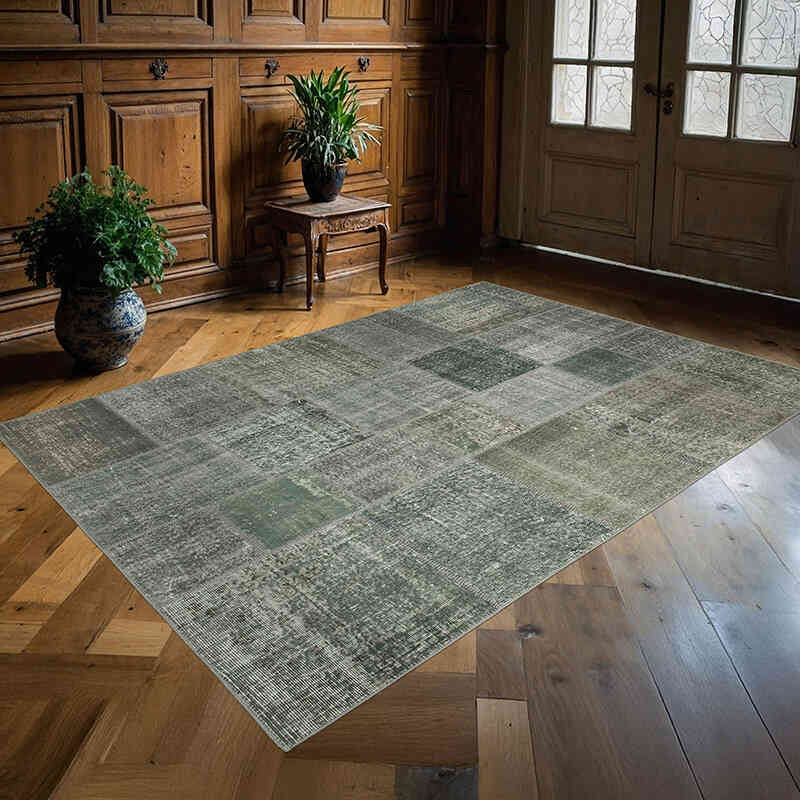 Patchwork Hand-Knotted Turkish Rug - 5' 7" x 7' 10" (67" x 94") - K0064130