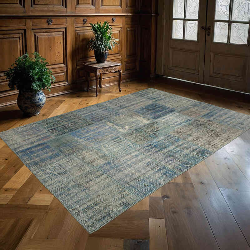 Patchwork Hand-Knotted Turkish Rug - 5' 9" x 8' 1" (69" x 97") - K0064143