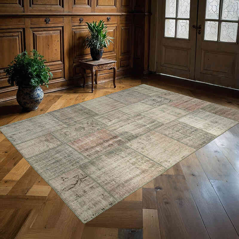 Patchwork Hand-Knotted Turkish Rug - 5' 9" x 8'  (69" x 96") - K0064147