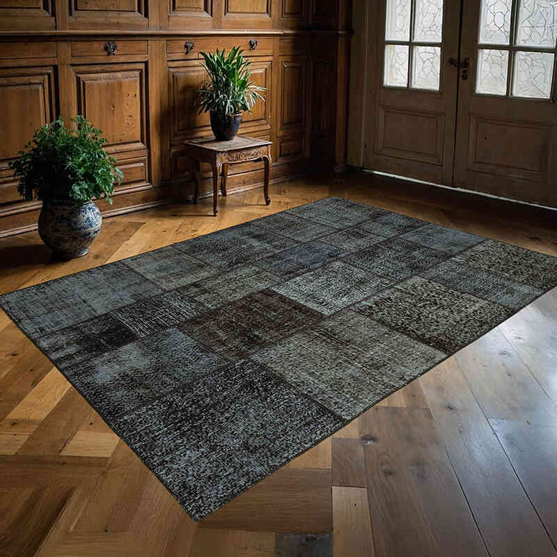 Patchwork Hand-Knotted Turkish Rug - 5' 8" x 7' 11" (68" x 95") - K0064150