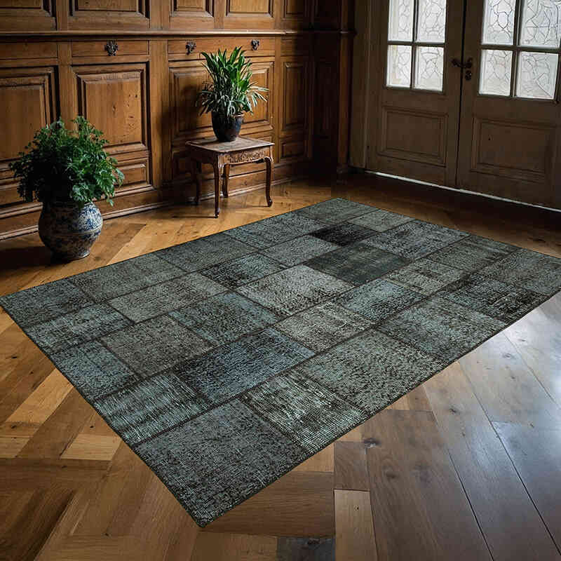 Patchwork Hand-Knotted Turkish Rug - 5' 9" x 7' 11" (69" x 95") - K0064151