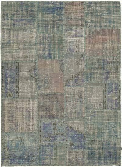 Patchwork Hand-Knotted Turkish Rug - 5' 9" x 8'  (69" x 96")