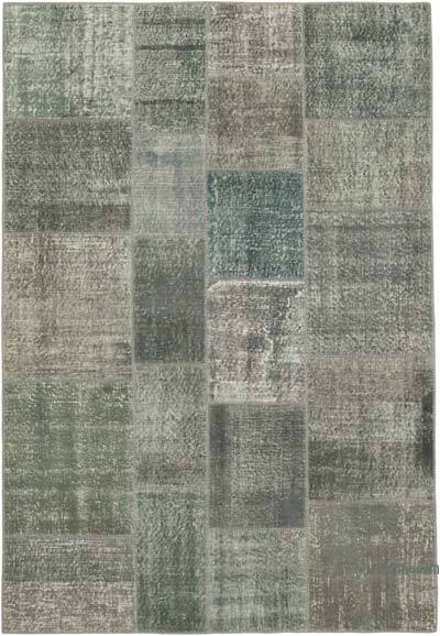 Patchwork Hand-Knotted Turkish Rug - 5' 7" x 7' 11" (67" x 95")