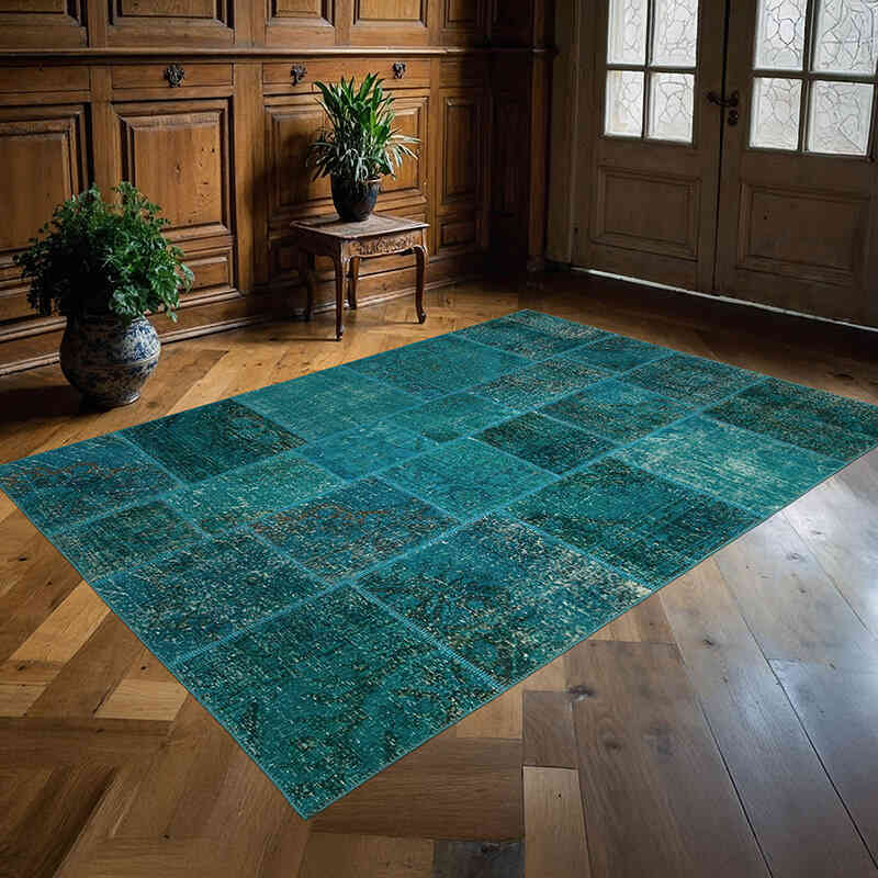 Patchwork Hand-Knotted Turkish Rug - 5' 7" x 8'  (67" x 96") - K0064167