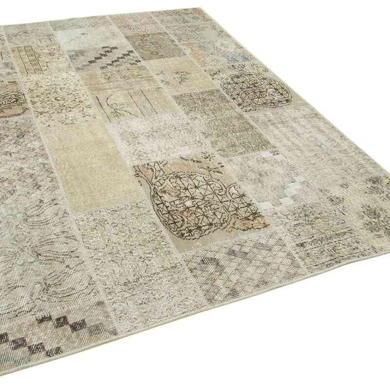 Patchwork Hand-Knotted Turkish Rug - 5' 8" x 7' 10" (68" x 94") - K0064183