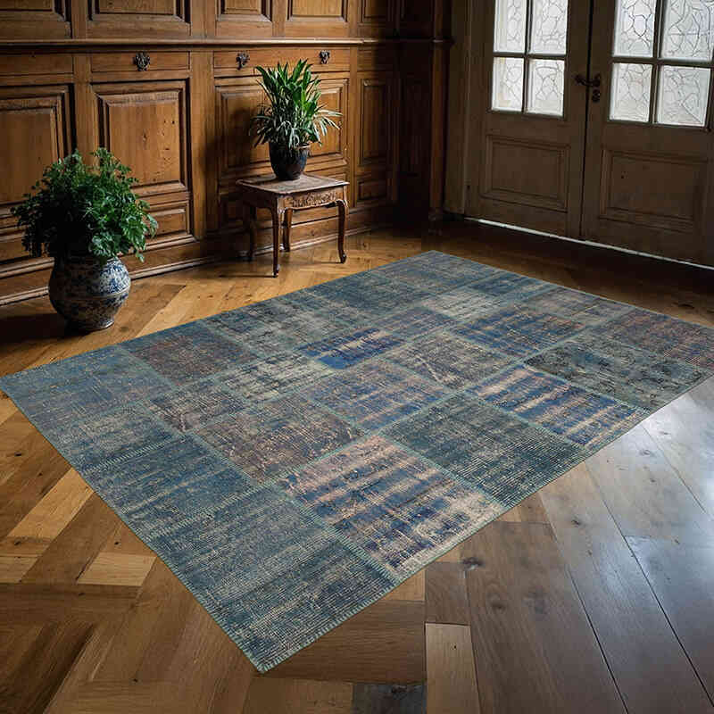 Patchwork Hand-Knotted Turkish Rug - 5' 9" x 8'  (69" x 96") - K0064187