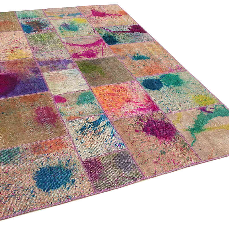Púrpura Alfombra Turca de Retazos - 172 cm x 240 cm - K0064193