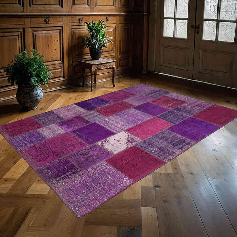 Patchwork Hand-Knotted Turkish Rug - 5' 8" x 8' 1" (68" x 97") - K0064197