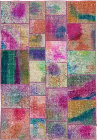 Patchwork Hand-Knotted Turkish Rug - 5' 6" x 8'  (66" x 96")