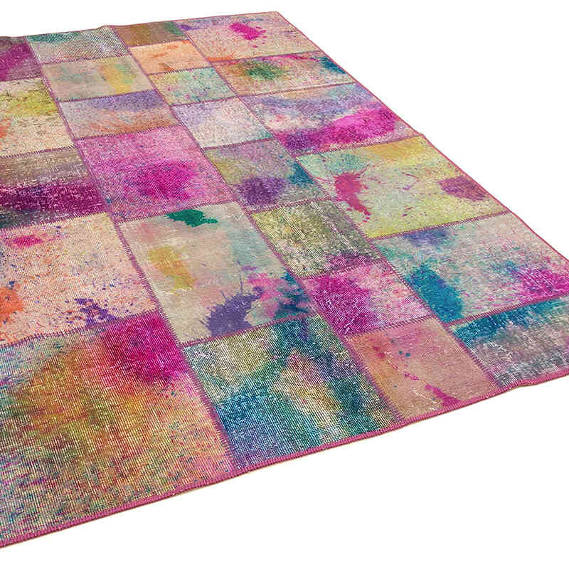Patchwork Hand-Knotted Turkish Rug - 5' 7" x 7' 10" (67" x 94") - K0064200