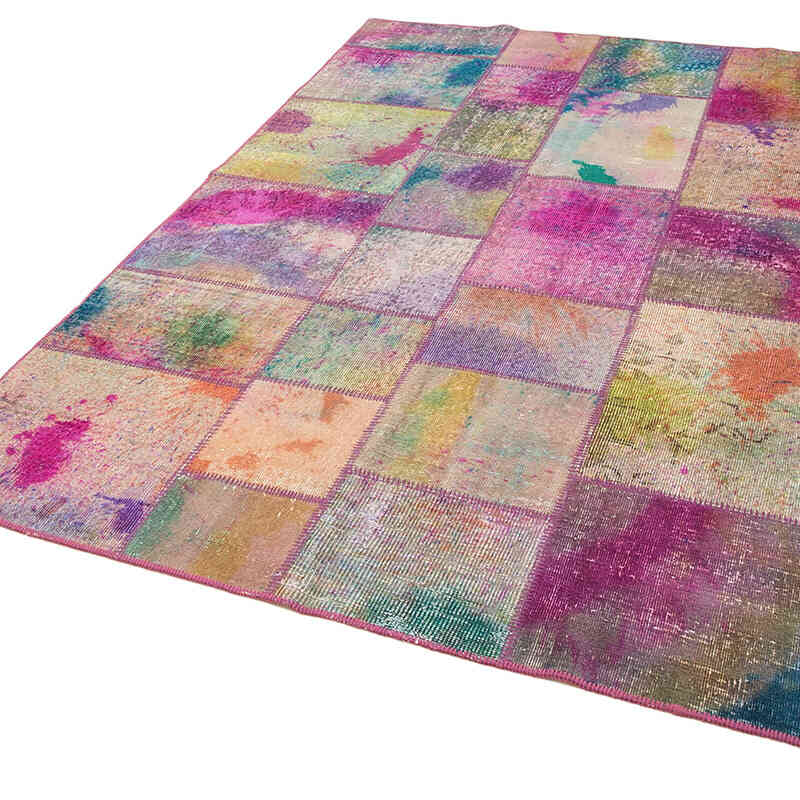 Patchwork Hand-Knotted Turkish Rug - 5' 7" x 7' 10" (67" x 94") - K0064200
