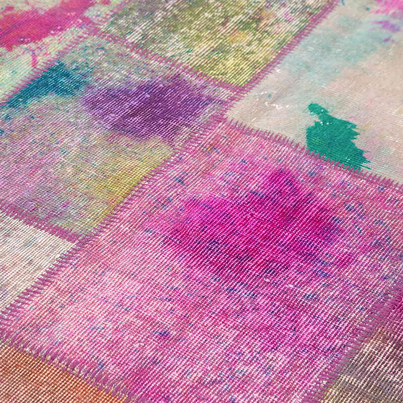 Patchwork Hand-Knotted Turkish Rug - 5' 7" x 7' 10" (67" x 94") - K0064200