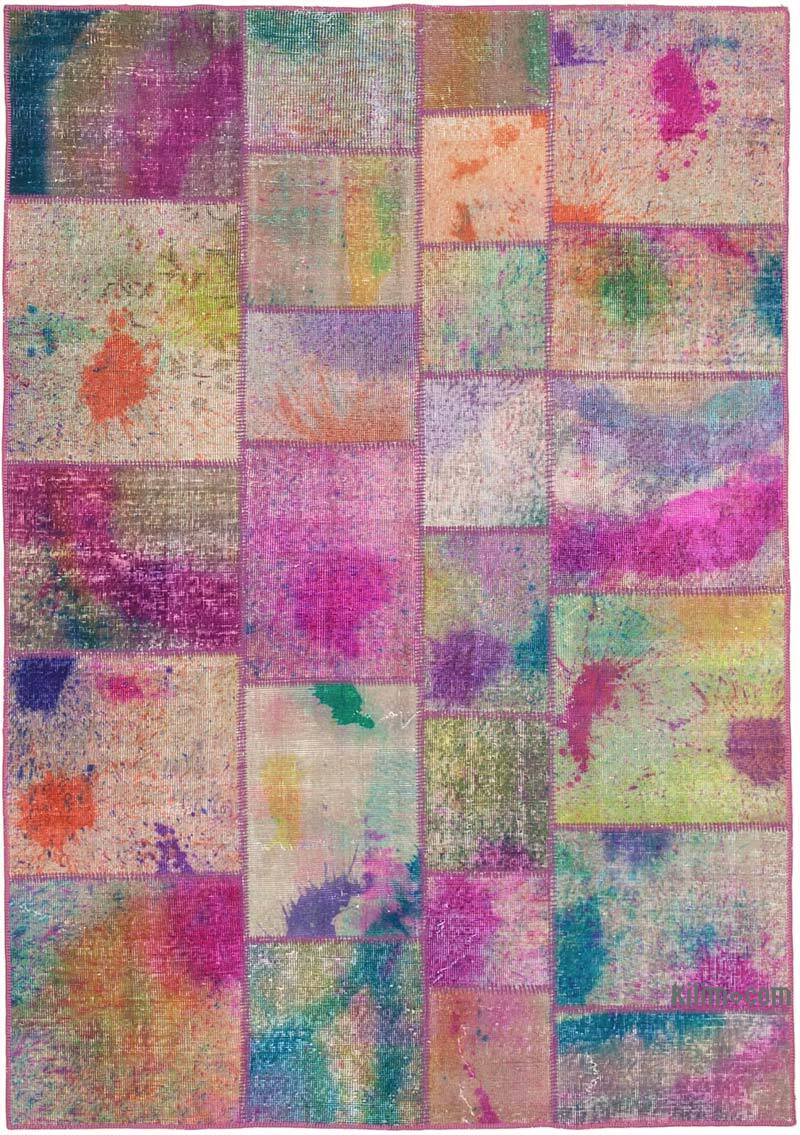 Patchwork Hand-Knotted Turkish Rug - 5' 7" x 7' 10" (67" x 94") - K0064200