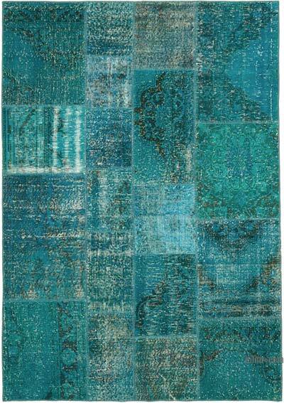 Patchwork Hand-Knotted Turkish Rug - 5' 7" x 8'  (67" x 96")