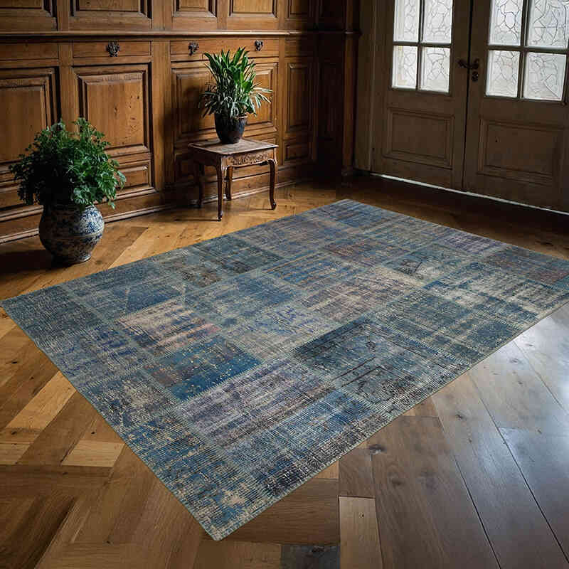 Patchwork Hand-Knotted Turkish Rug - 5' 9" x 8'  (69" x 96") - K0064219