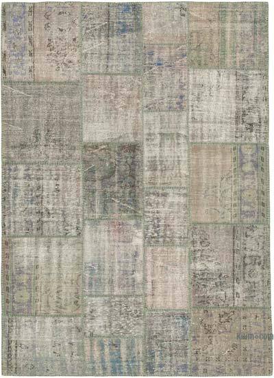 Patchwork Hand-Knotted Turkish Rug - 5' 9" x 8' 1" (69" x 97")
