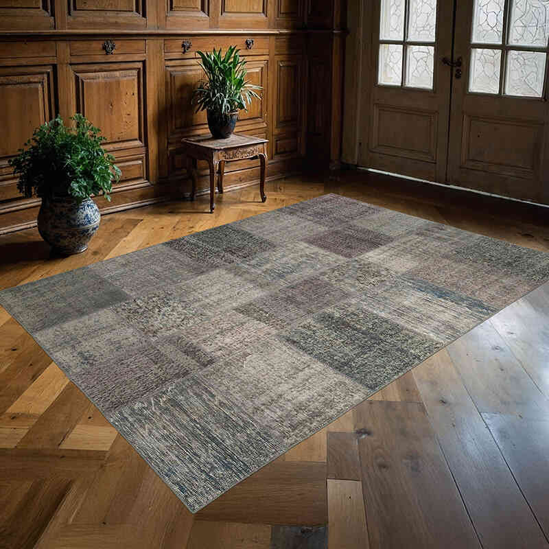 Patchwork Hand-Knotted Turkish Rug - 5' 7" x 7' 11" (67" x 95") - K0064232