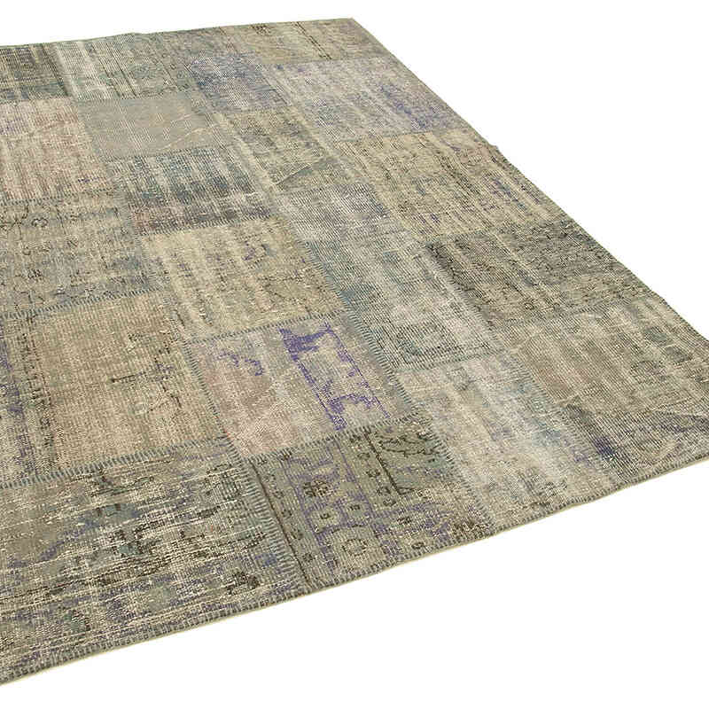 Patchwork Hand-Knotted Turkish Rug - 5' 9" x 7' 11" (69" x 95") - K0064236