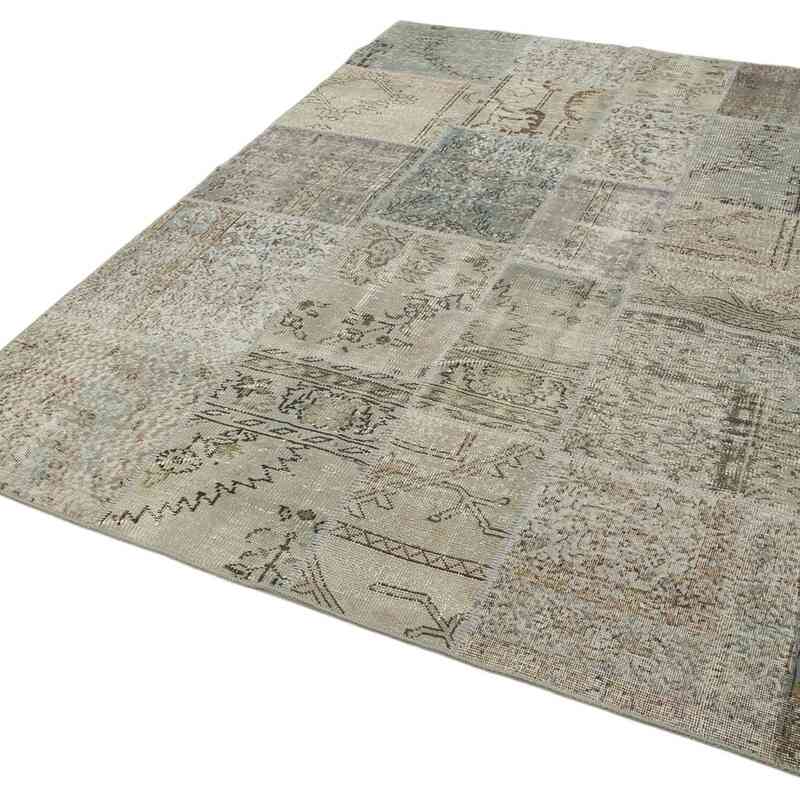 Patchwork Hand-Knotted Turkish Rug - 5' 7" x 7' 10" (67" x 94") - K0064237