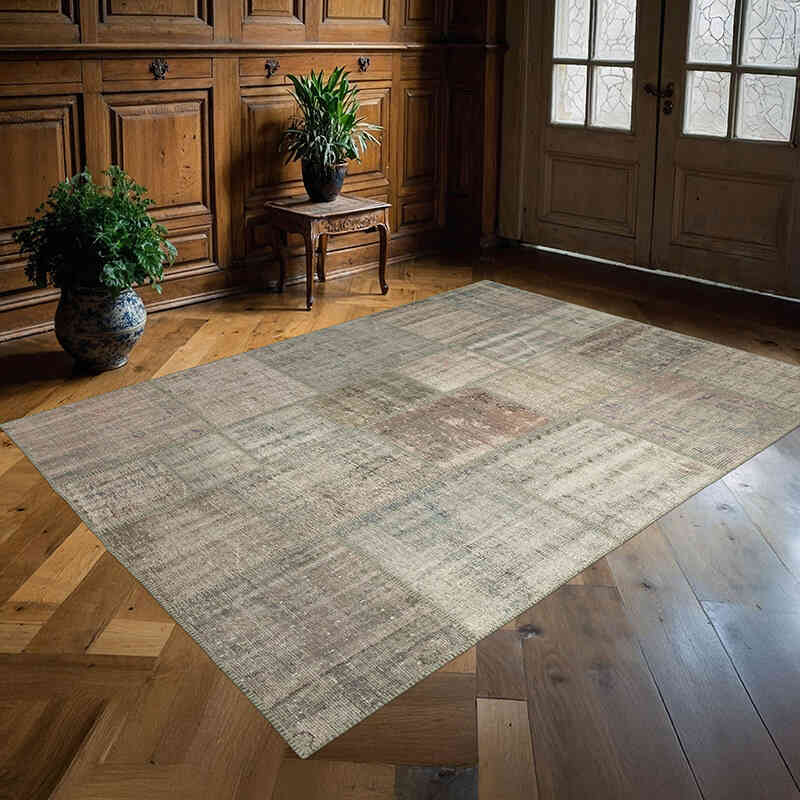 Patchwork Hand-Knotted Turkish Rug - 5' 10" x 8'  (70" x 96") - K0064238