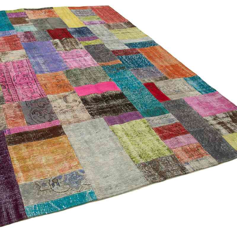 Patchwork Hand-Knotted Turkish Rug - 6' 7" x 9' 10" (79" x 118") - K0064256
