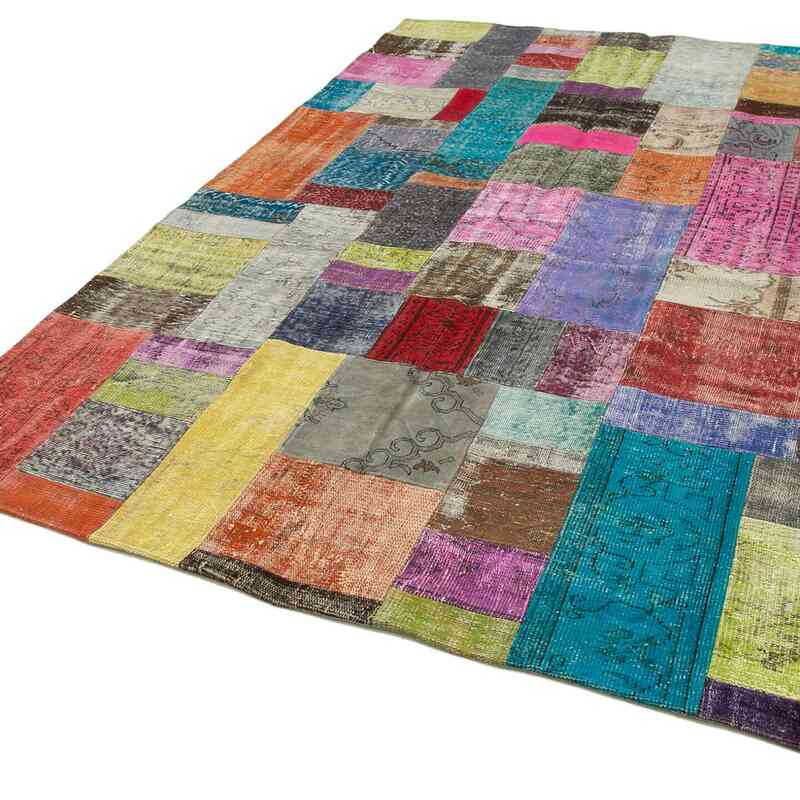 Patchwork Hand-Knotted Turkish Rug - 6' 7" x 9' 10" (79" x 118") - K0064256