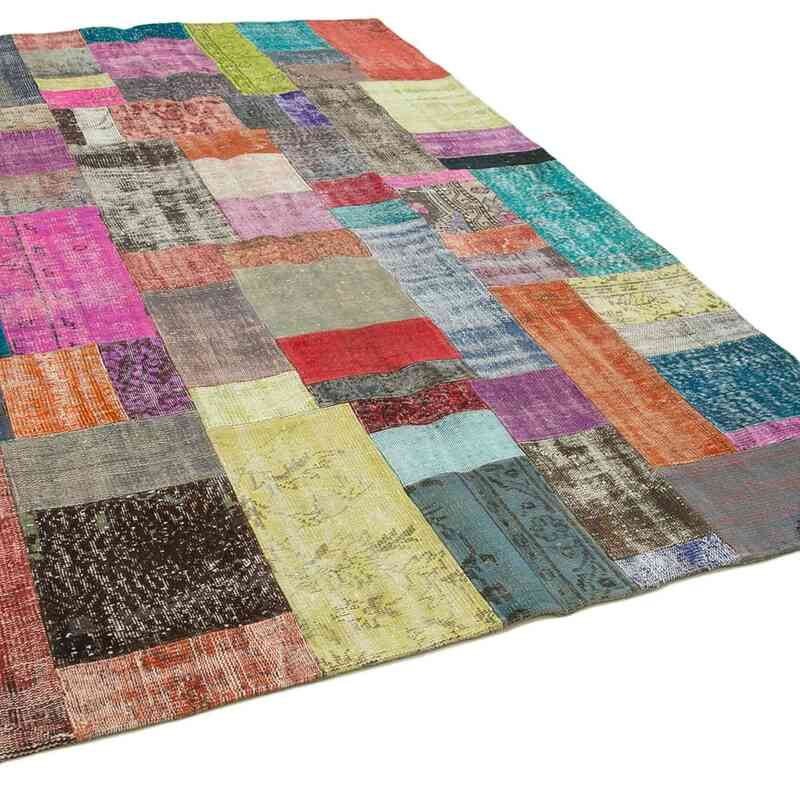 Patchwork Hand-Knotted Turkish Rug - 6' 7" x 9' 10" (79" x 118") - K0064257