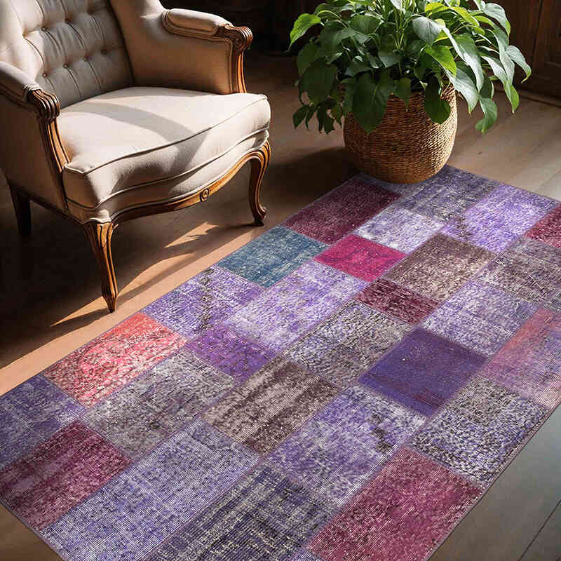 Patchwork Hand-Knotted Turkish Rug - 4' 8" x 6' 7" (56" x 79") - K0064263
