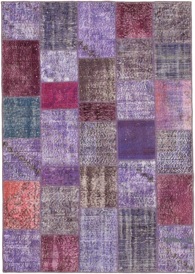 Patchwork Hand-Knotted Turkish Rug - 4' 8" x 6' 7" (56" x 79") - K0064263