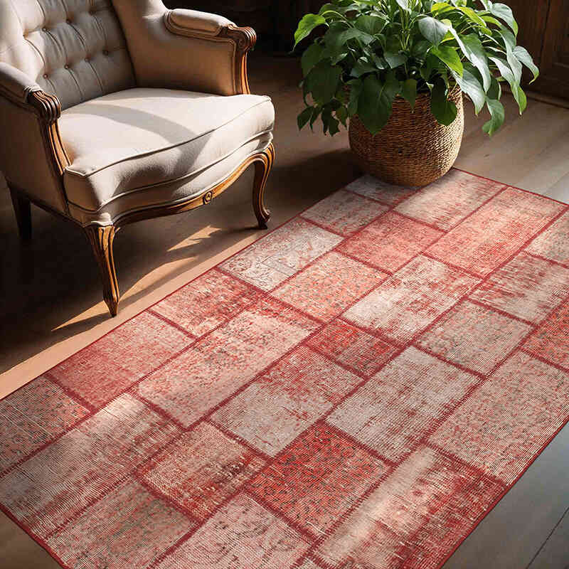 Patchwork Hand-Knotted Turkish Rug - 4' 8" x 6' 5" (56" x 77") - K0064264