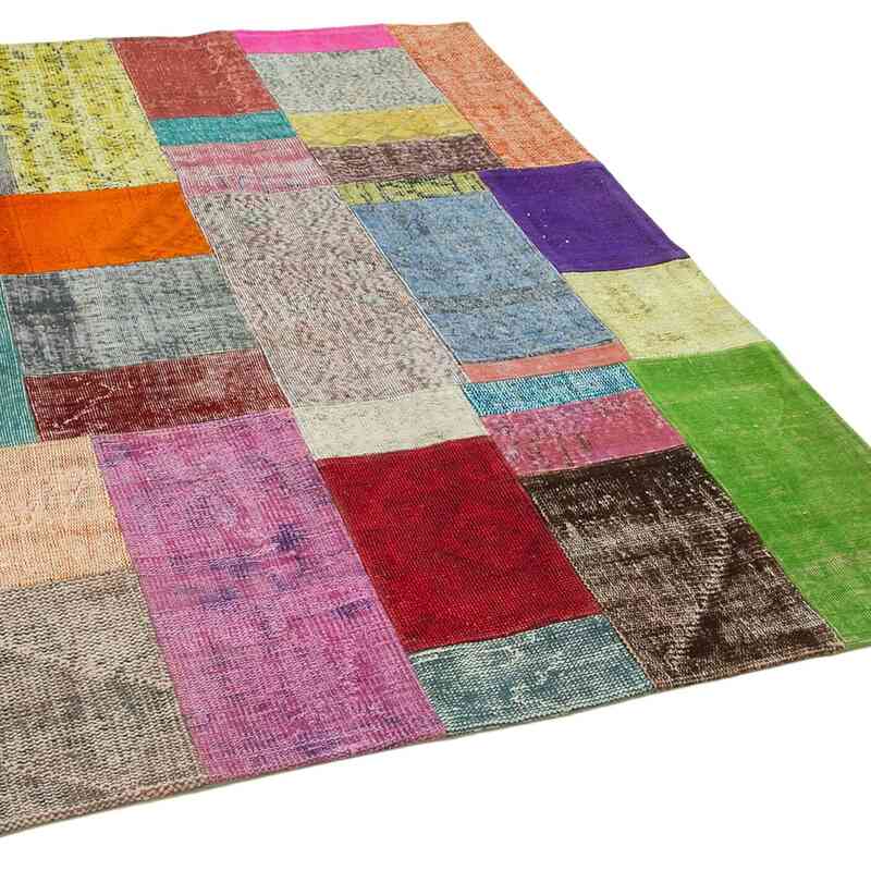 Patchwork Hand-Knotted Turkish Rug - 4' 8" x 6' 7" (56" x 79") - K0064275