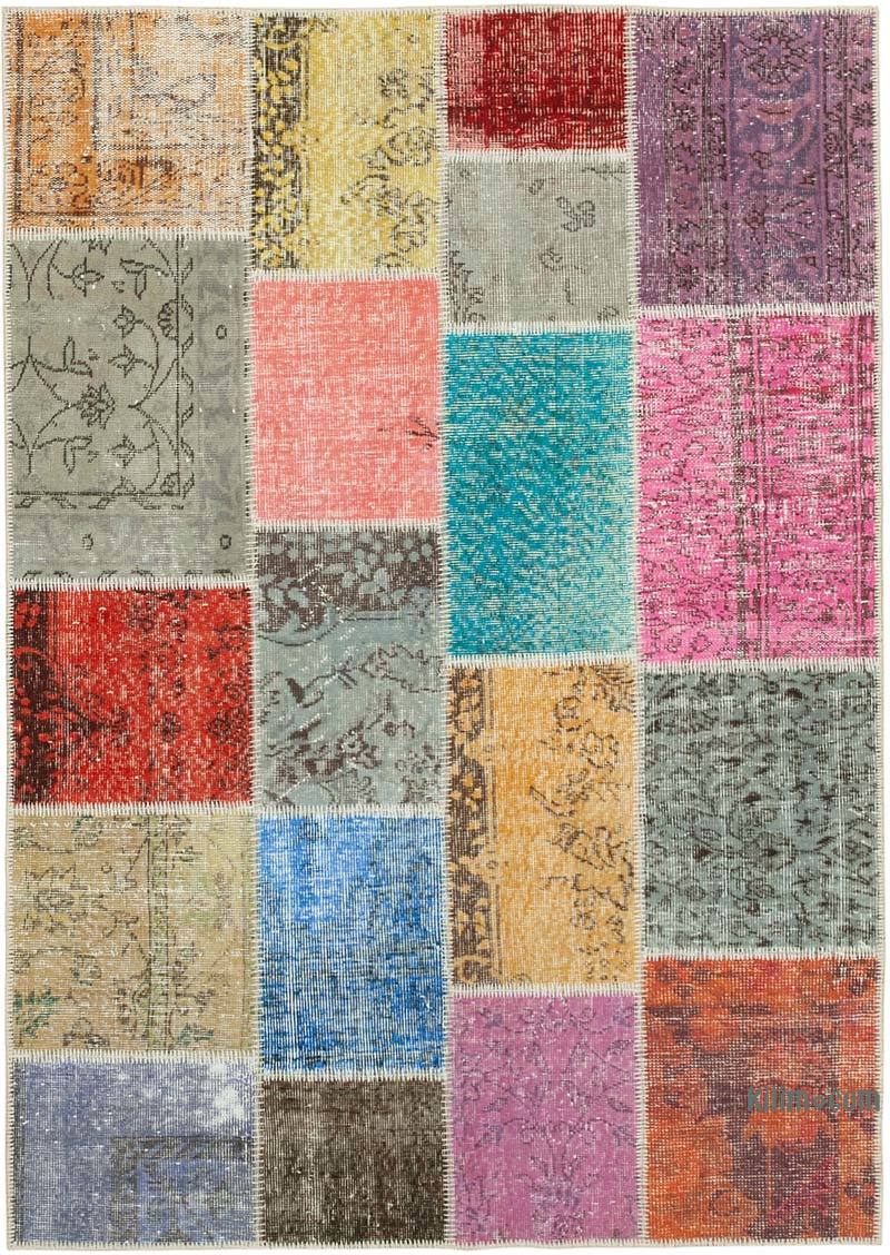 Patchwork Hand-Knotted Turkish Rug - 4' 8" x 6' 6" (56" x 78") - K0064279