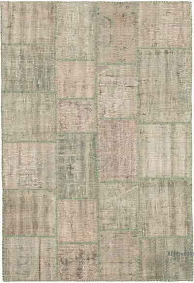Patchwork Hand-Knotted Turkish Rug - 4' 7" x 6' 9" (55" x 81")