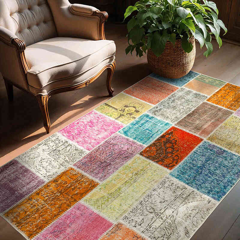 Patchwork El Dokuma Halı - 144 cm x 197 cm - K0064294