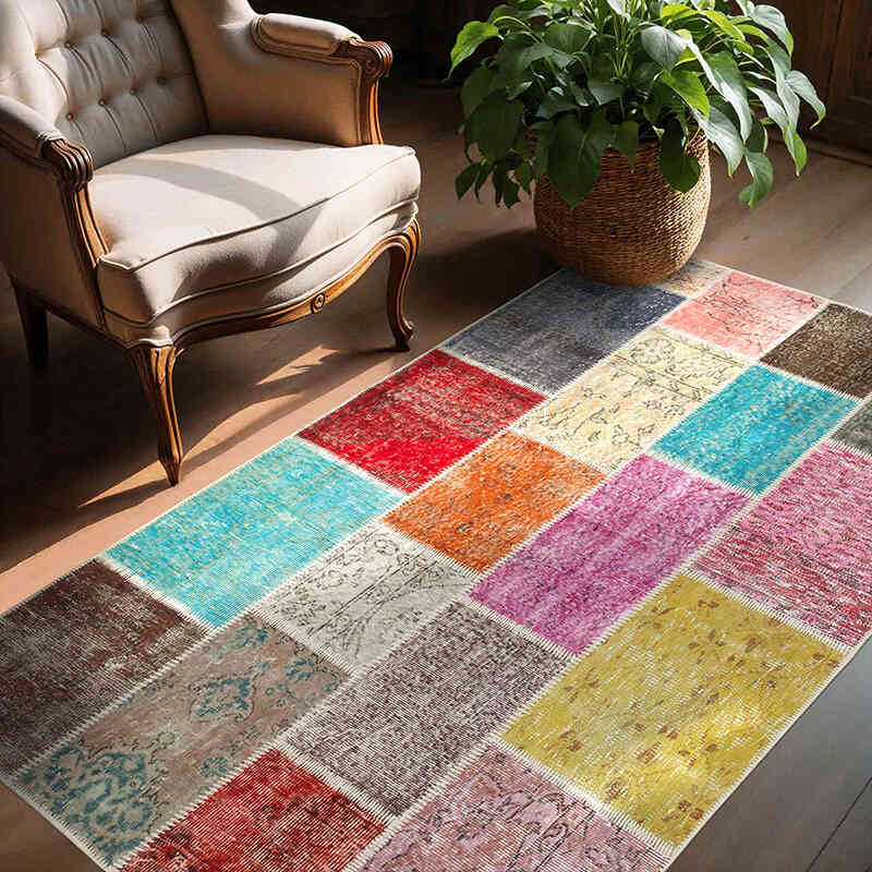 Patchwork El Dokuma Halı - 146 cm x 205 cm - K0064295