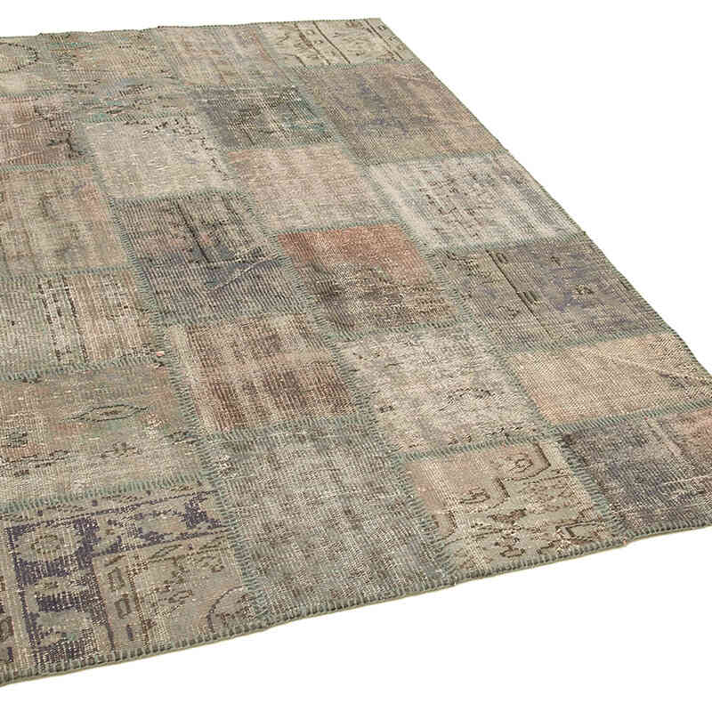 Patchwork Hand-Knotted Turkish Rug - 4' 6" x 6' 8" (54" x 80") - K0064296