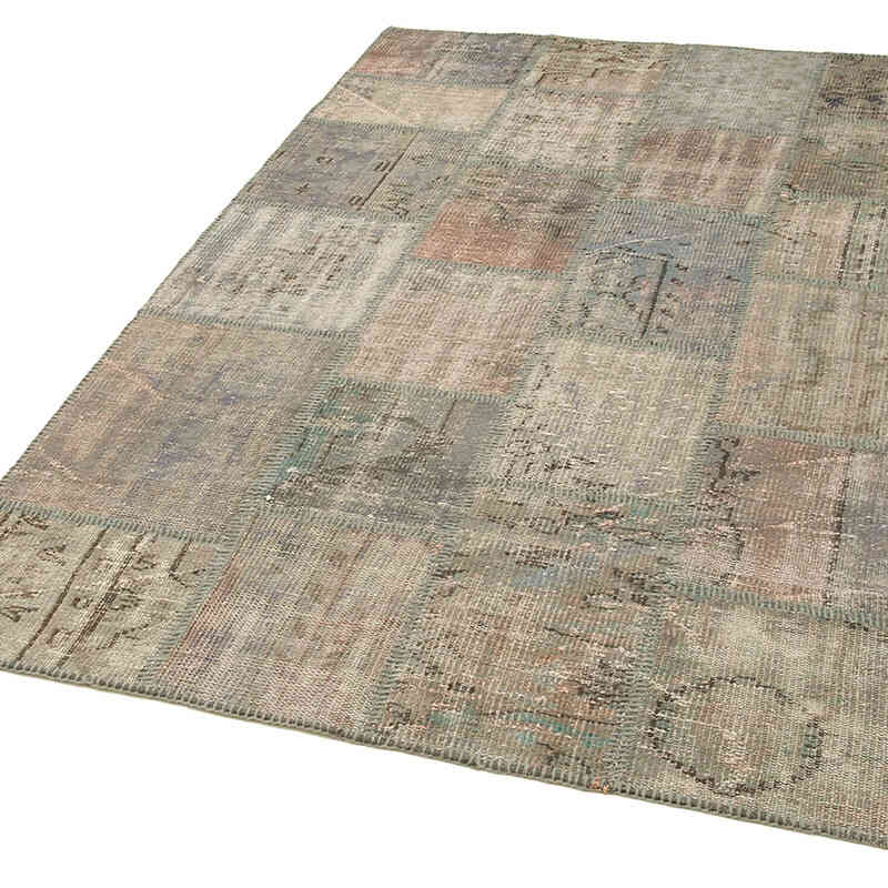 Patchwork Hand-Knotted Turkish Rug - 4' 6" x 6' 8" (54" x 80") - K0064296