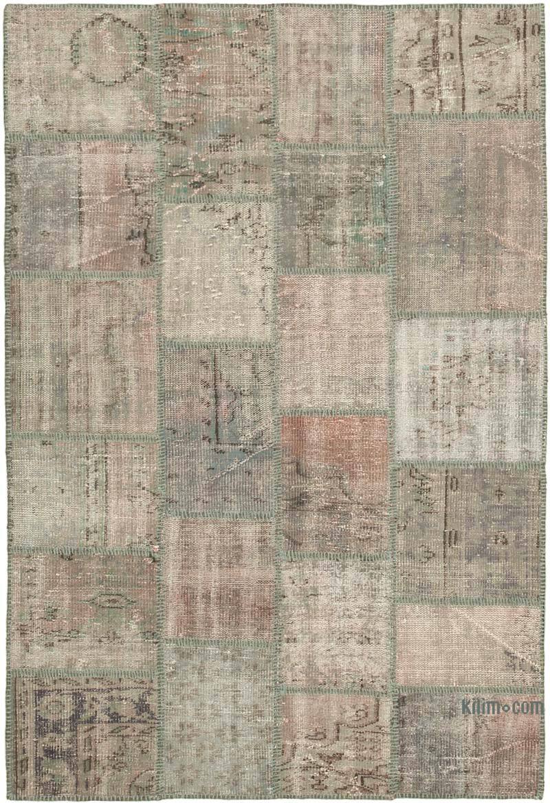 Patchwork Hand-Knotted Turkish Rug - 4' 6" x 6' 8" (54" x 80") - K0064296