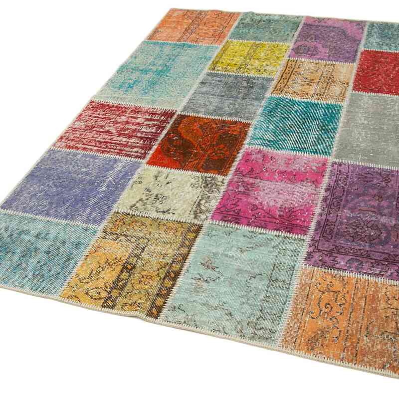 Patchwork Hand-Knotted Turkish Rug - 4' 9" x 6' 10" (57" x 82") - K0064297