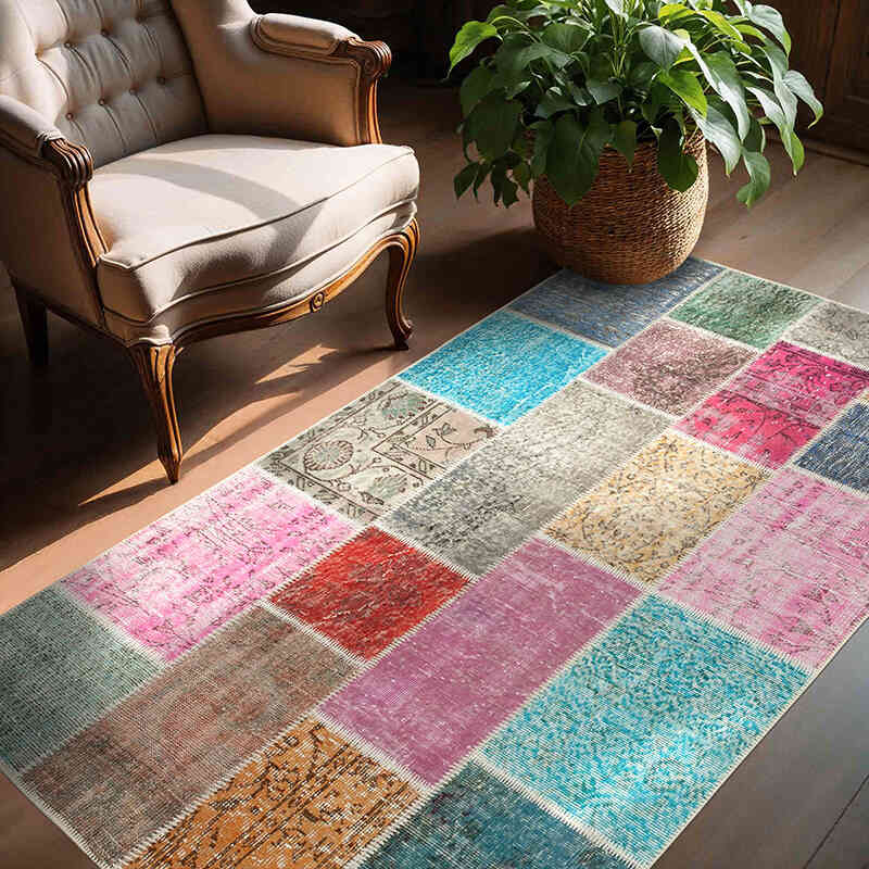 Patchwork El Dokuma Halı - 143 cm x 203 cm - K0064301