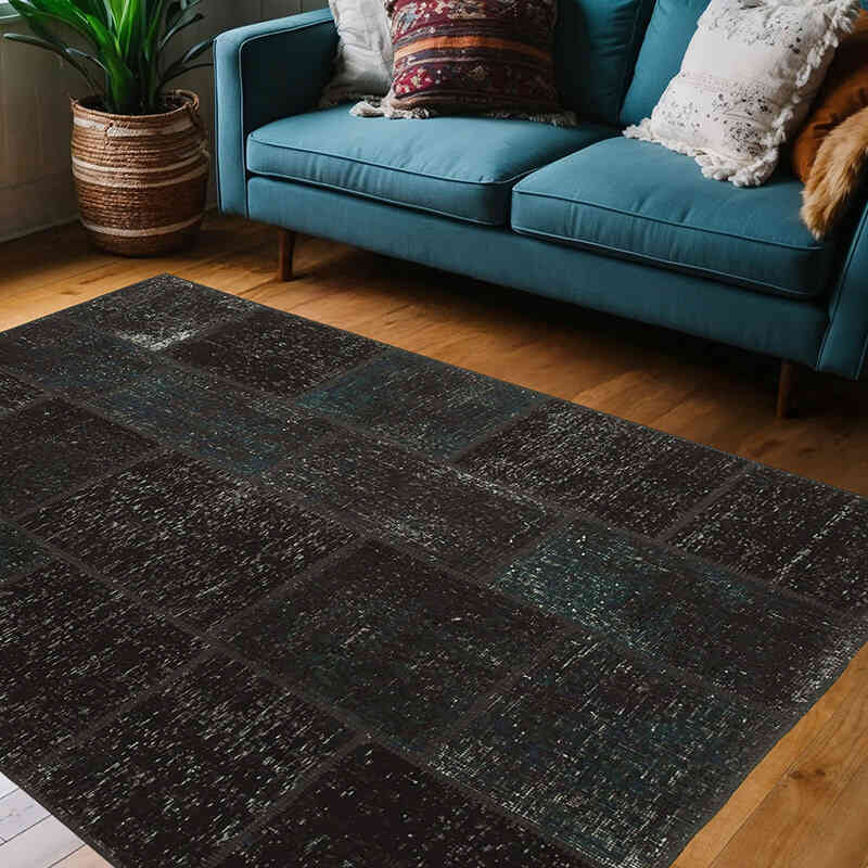 Patchwork Hand-Knotted Turkish Rug - 4' 9" x 6' 10" (57" x 82") - K0064305