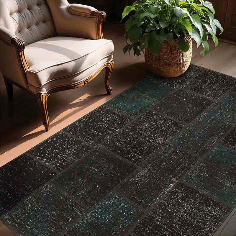Patchwork Hand-Knotted Turkish Rug - 4' 9" x 6' 10" (57" x 82") - K0064305