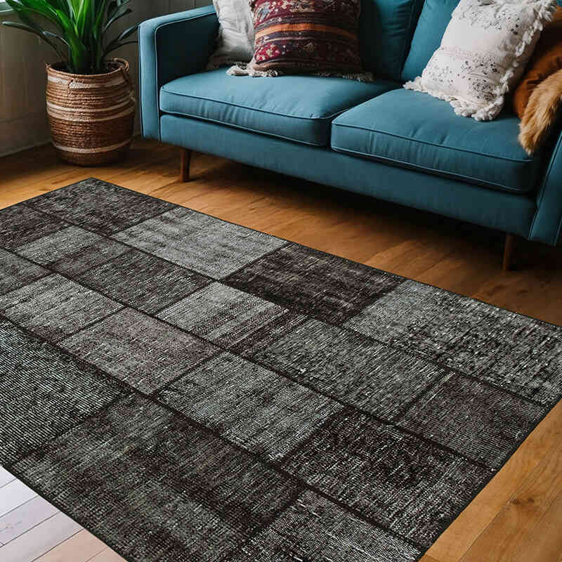 Patchwork Hand-Knotted Turkish Rug - 4' 5" x 6' 9" (53" x 81") - K0064307