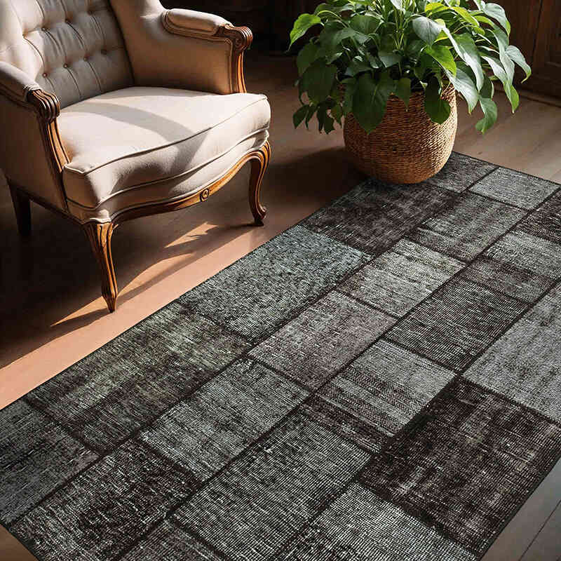 Patchwork Hand-Knotted Turkish Rug - 4' 5" x 6' 9" (53" x 81") - K0064307