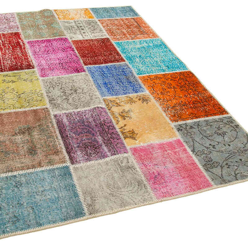 Patchwork Hand-Knotted Turkish Rug - 4' 8" x 6' 9" (56" x 81") - K0064308