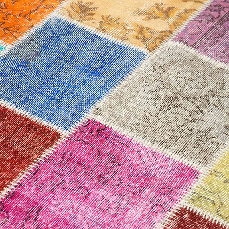 Patchwork Hand-Knotted Turkish Rug - 4' 8" x 6' 9" (56" x 81") - K0064308